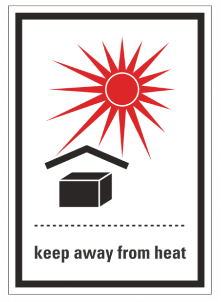 IATA NÁLEPKA SAMOLEPÍCÍ - KEEP AWAY FROM HEAT (10,5 X 7,4CM) OZN. 29023